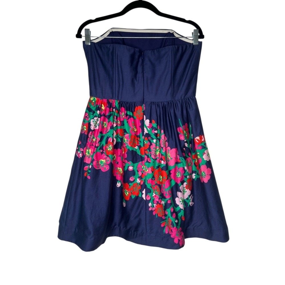 Lilly Pulitzer Lottie Strapless Fit & Flare Dress Mini Navy Cherry Mine Floral 8 - Picture 2 of 15